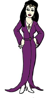 Elegant Animated Womanin Purple Dress PNG image