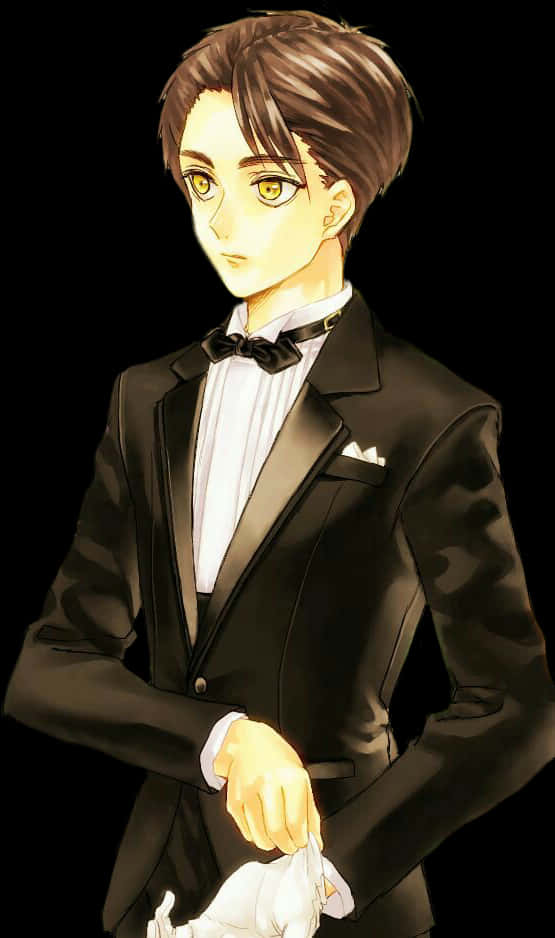 Elegant Anime Characterin Tuxedo PNG image