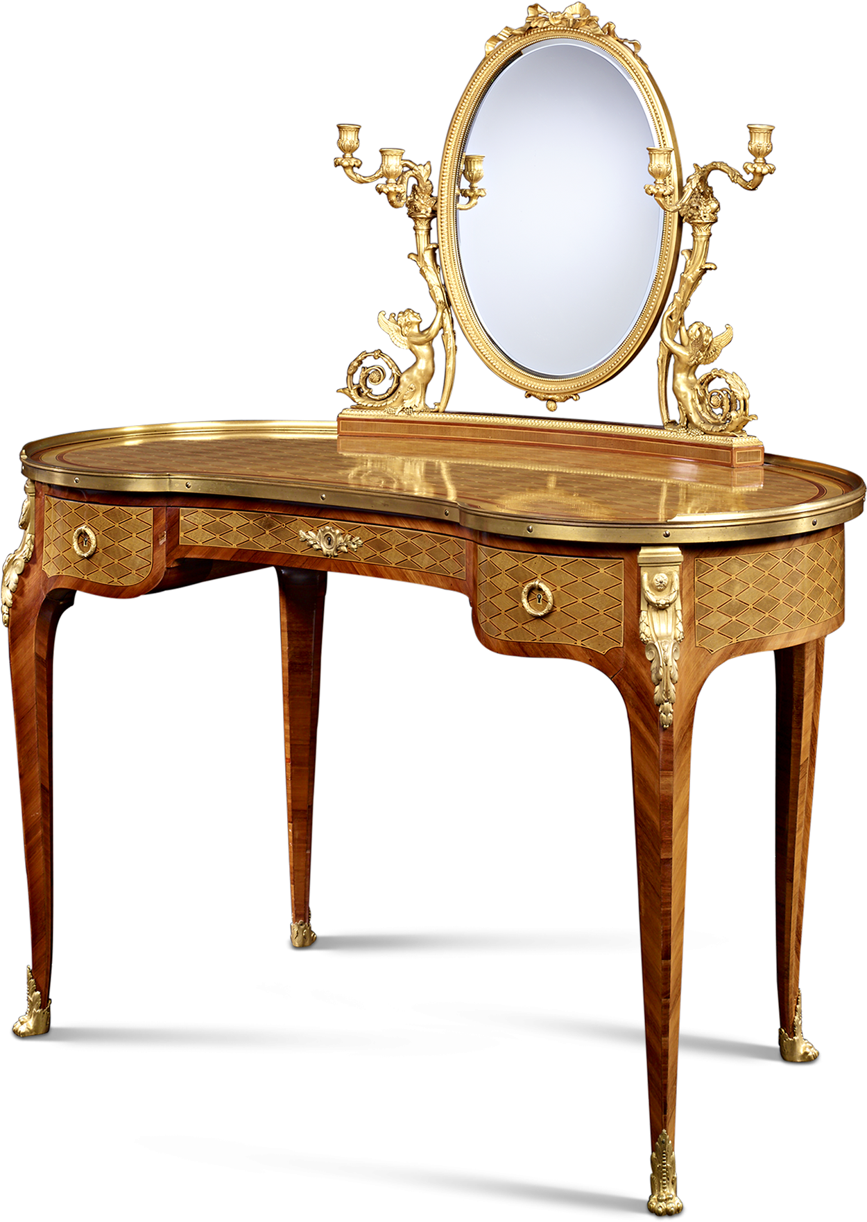 Elegant Antique Dressing Tablewith Mirror PNG image