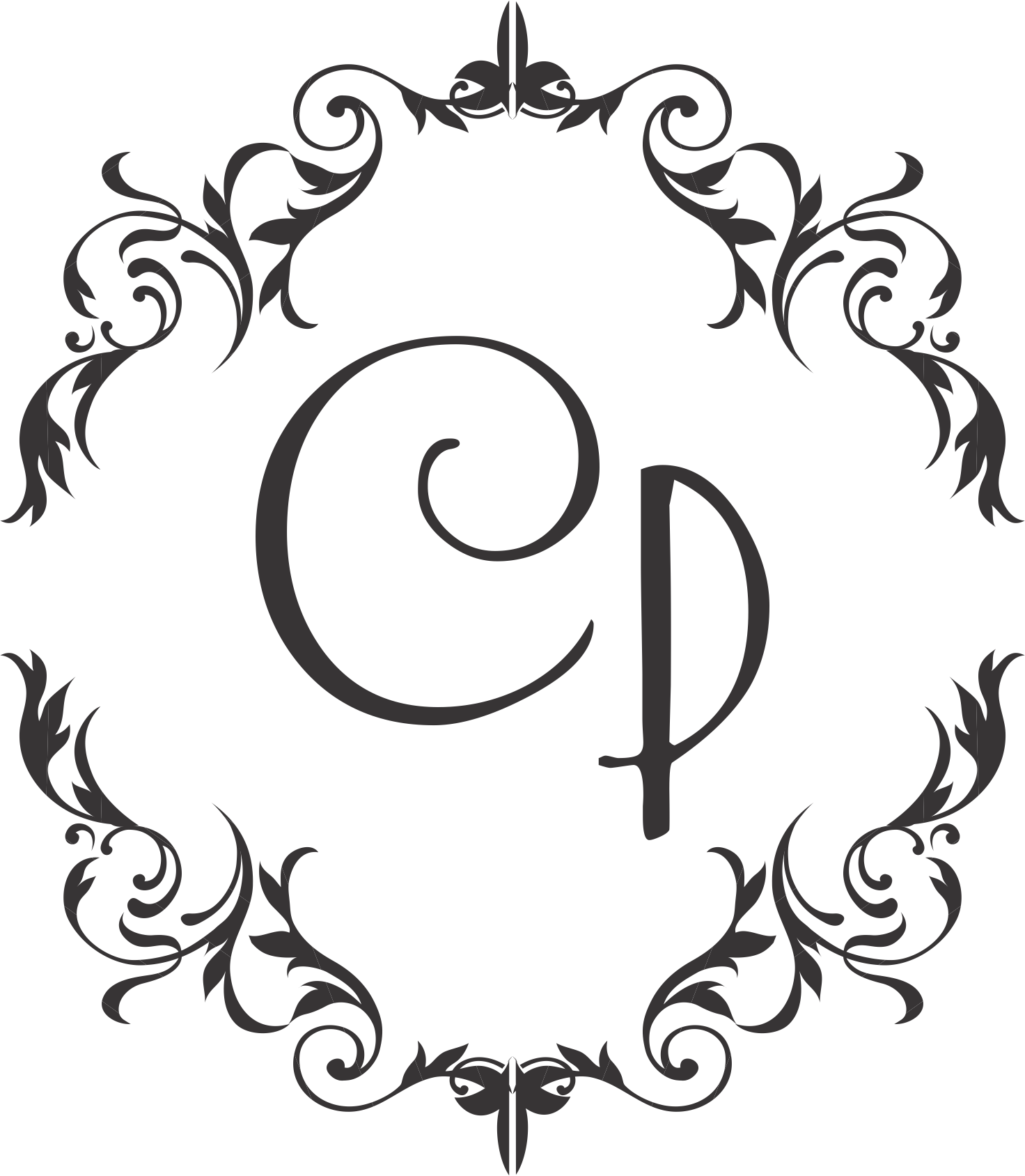 Elegant Arabesque Monogram C D PNG image