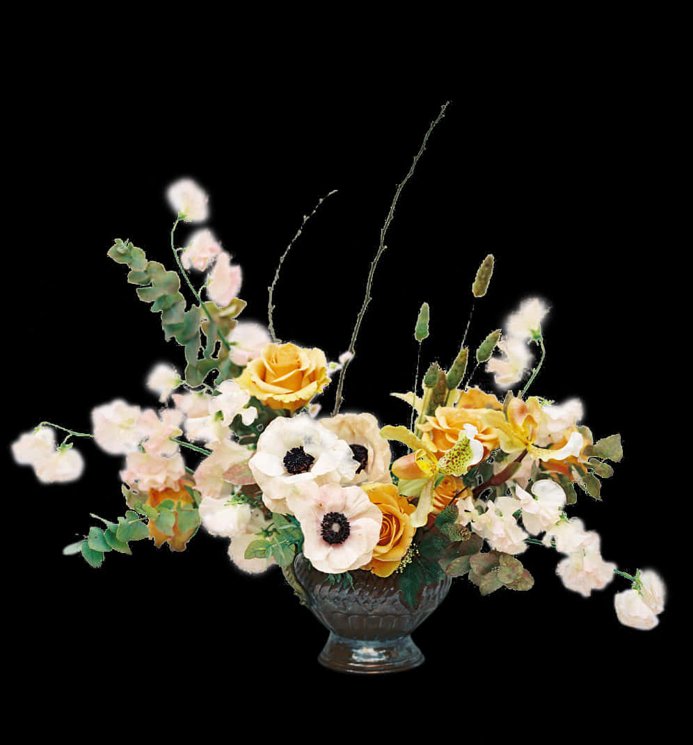 Elegant Arrangementof Artificial Flowers PNG image