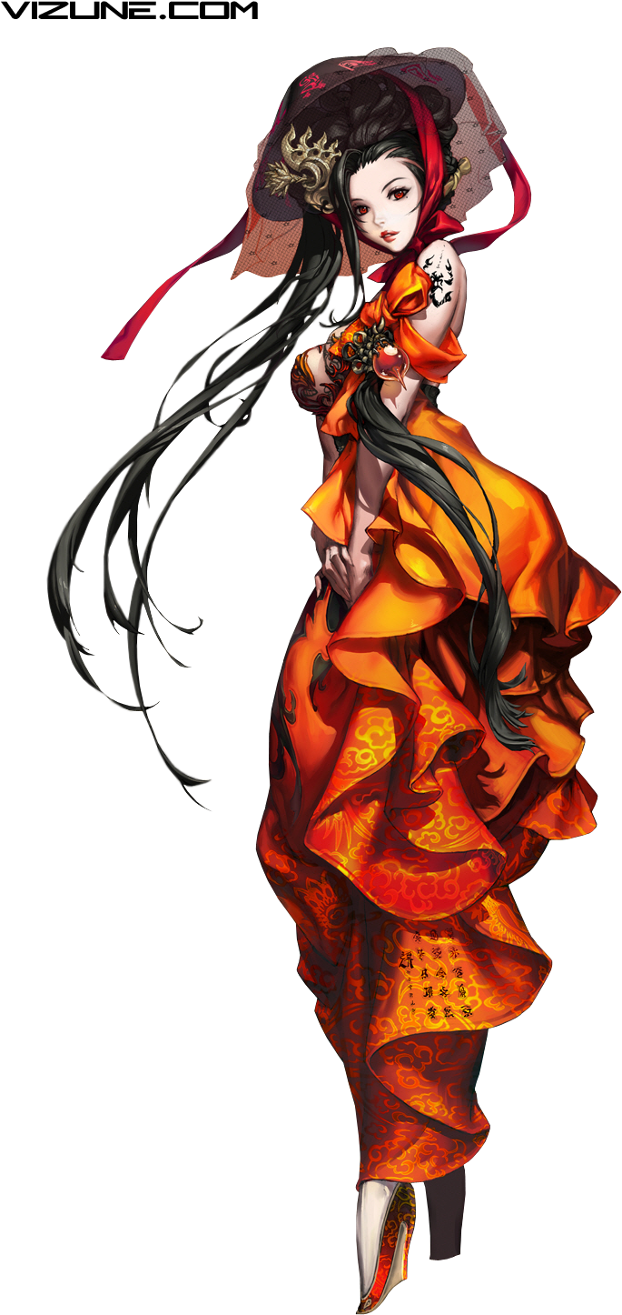 Elegant Asian Warrior Character Art PNG image