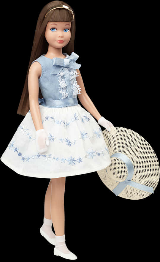 Elegant Barbie Dollin Blue Dress PNG image