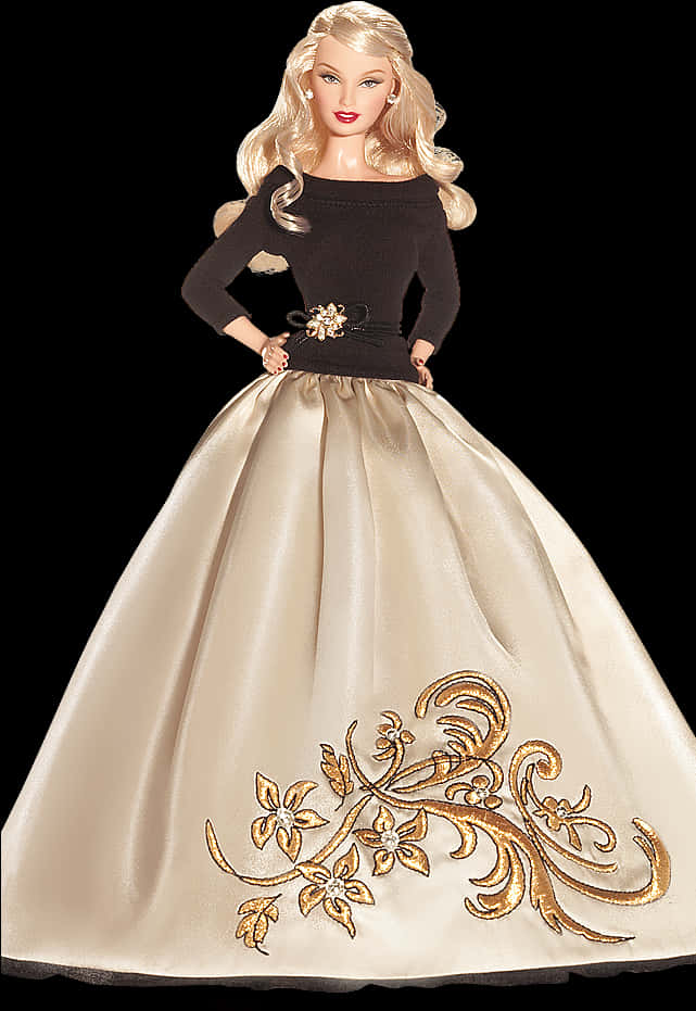 Elegant Barbiein Gown PNG image