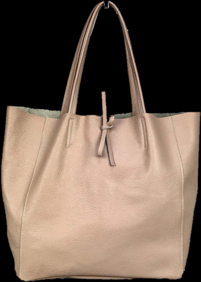Elegant Beige Leather Tote Bag PNG image