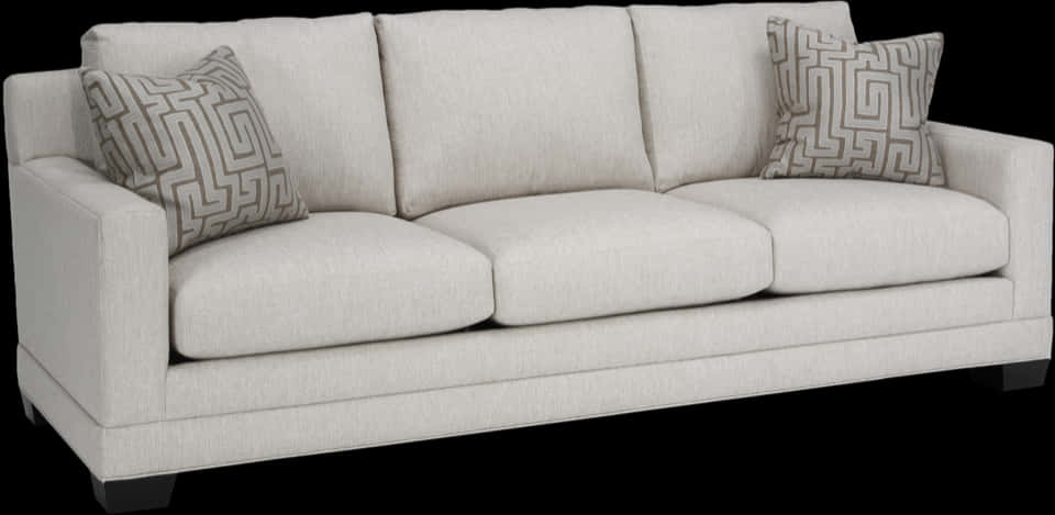 Elegant Beige Sofawith Pillows PNG image