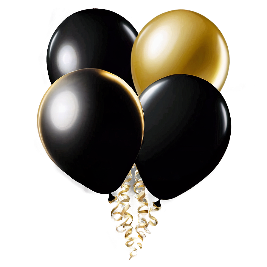 Elegant Black And Gold Balloon Decor Png 10 PNG image