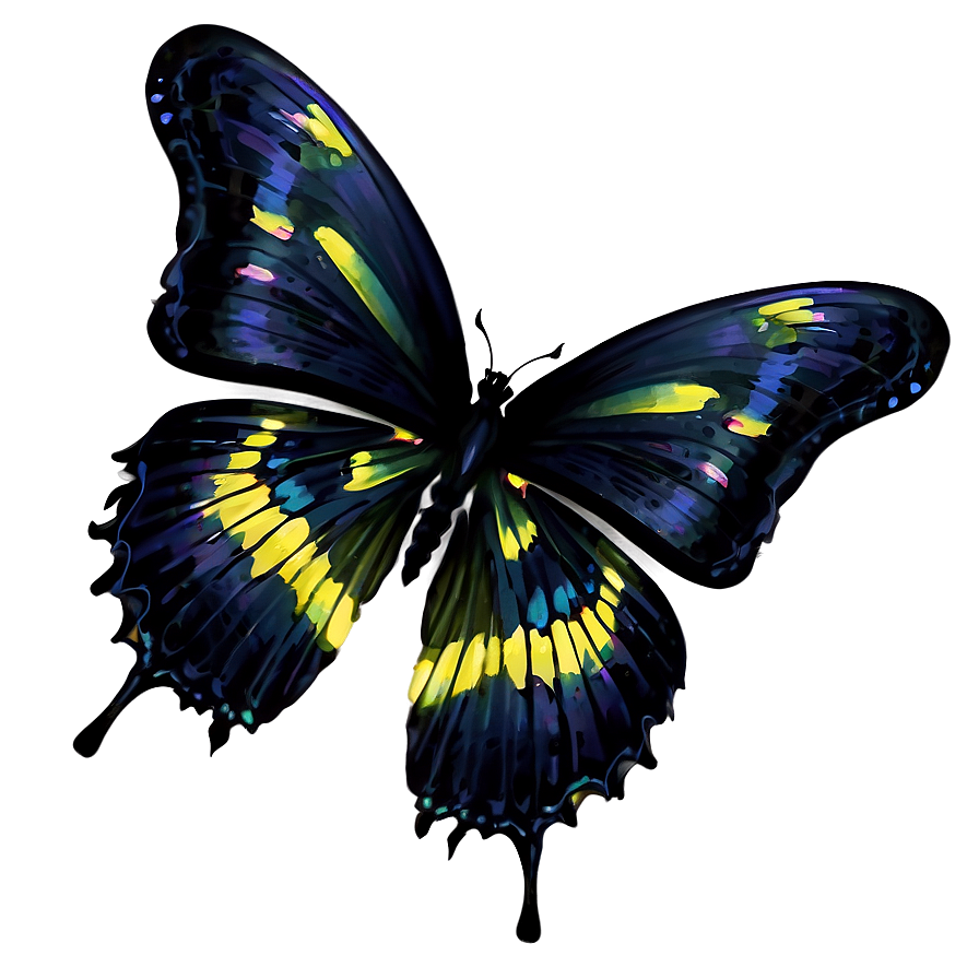 Elegant Black Butterfly Art Png Ftf13 PNG image