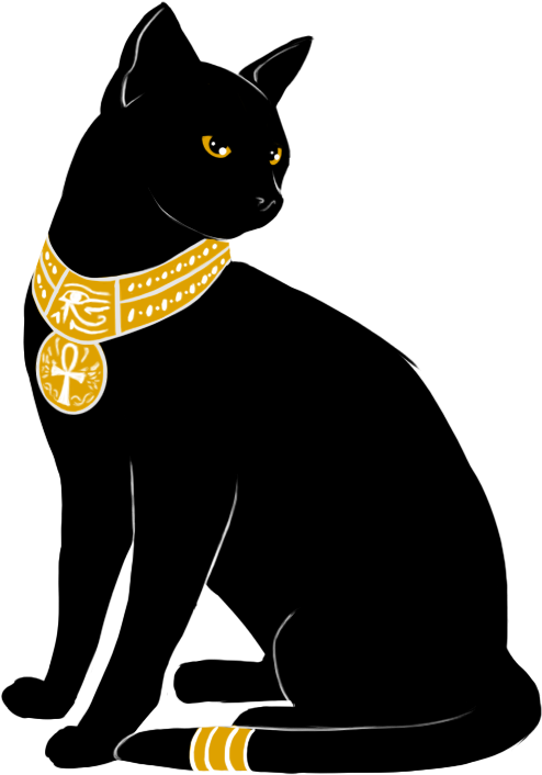 Elegant Black Cat Illustration PNG image