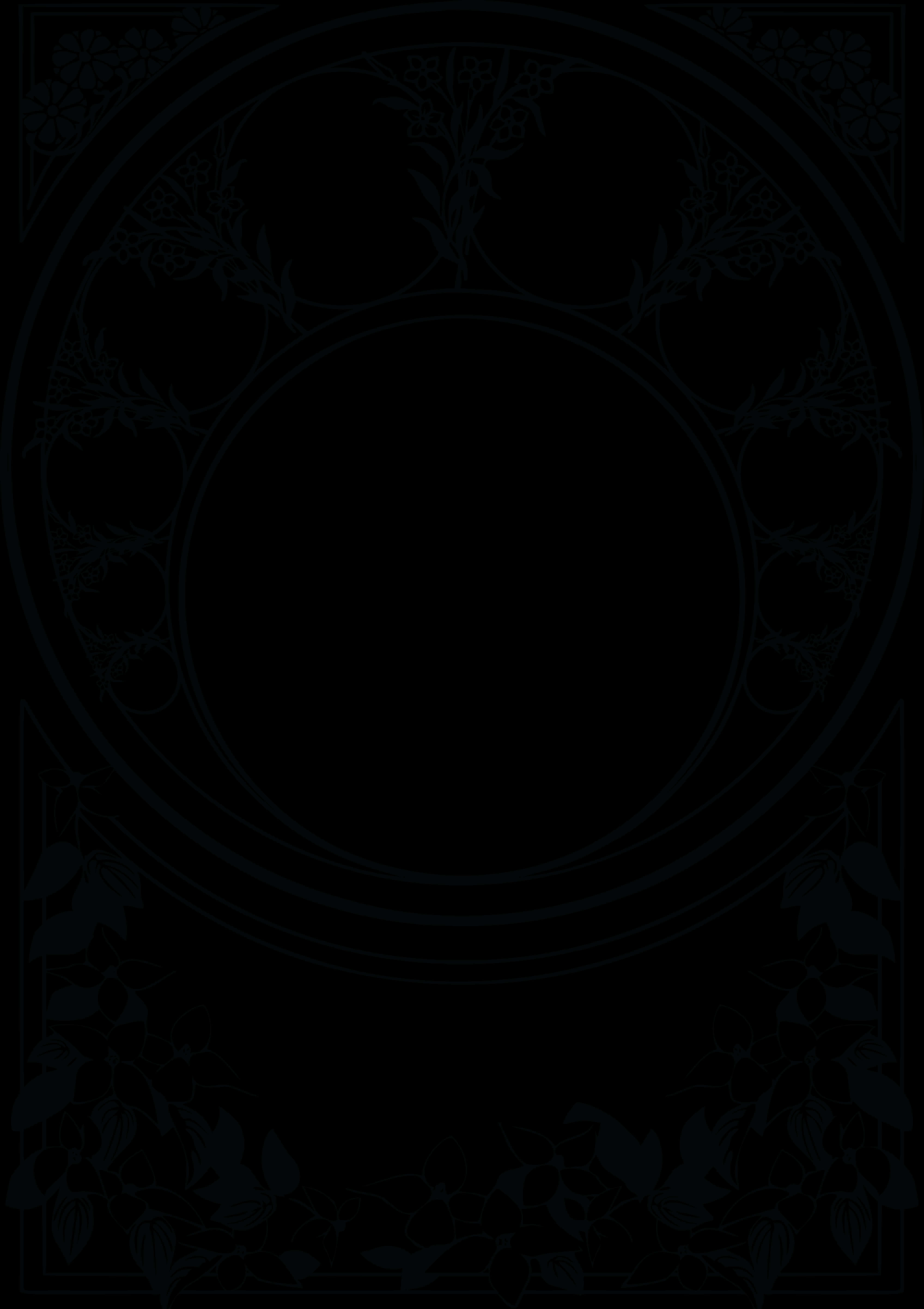Elegant Black Floral Frame PNG image