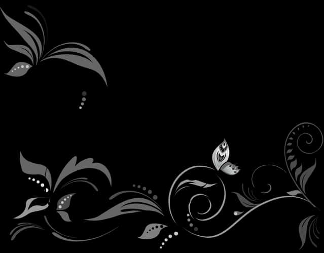 Elegant Black Floral Wedding Border Design PNG image