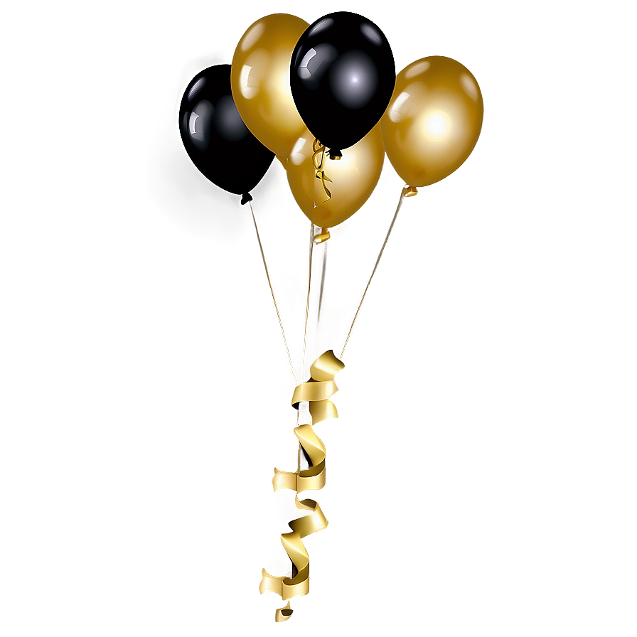 Elegant Black Gold Balloon Design Png 06132024 PNG image