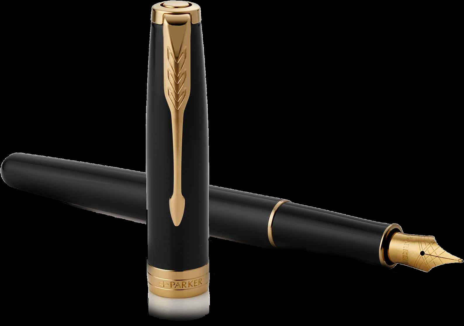 Elegant Black Gold Fountain Pen PNG image