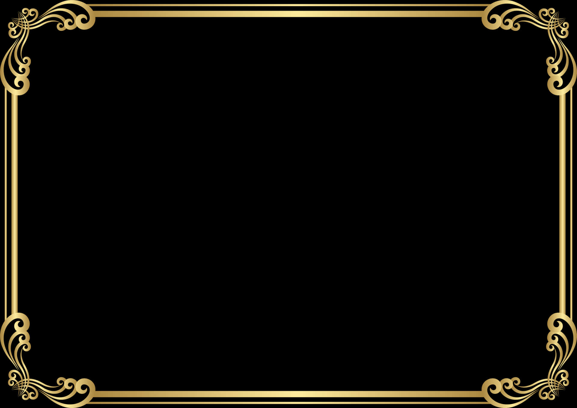 Elegant Black Gold Frame PNG image