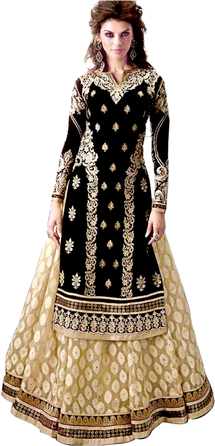 Elegant Black Gold Salwar Suit PNG image