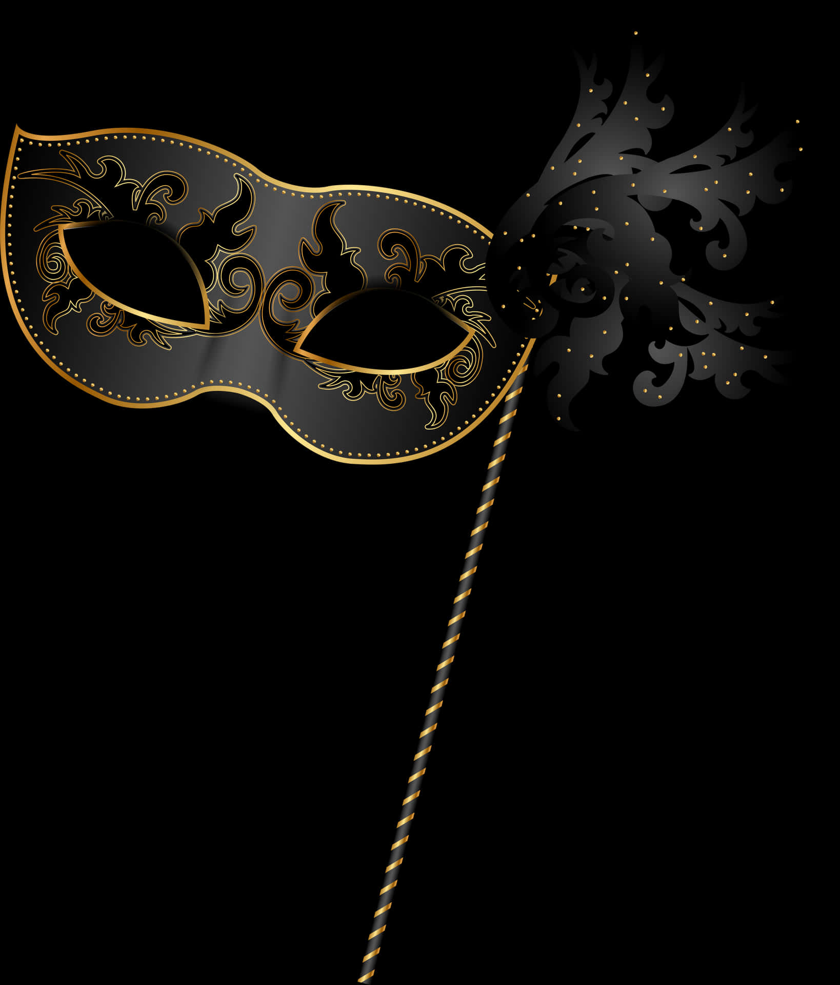 Elegant Black Gold Venetian Mask PNG image