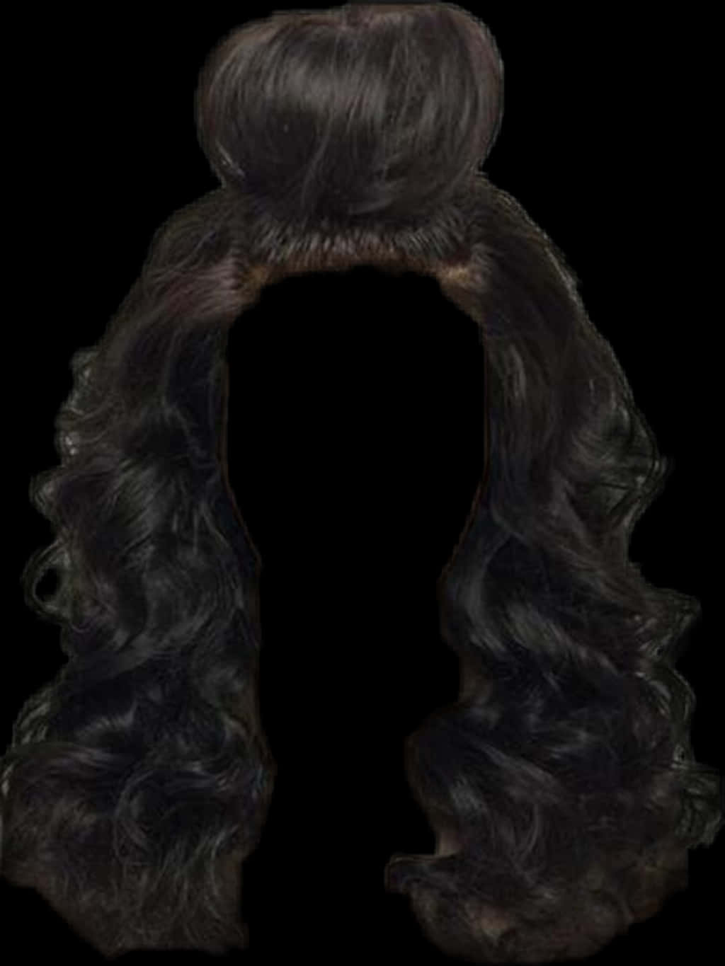 Elegant Black Hair Wigwith Bun PNG image
