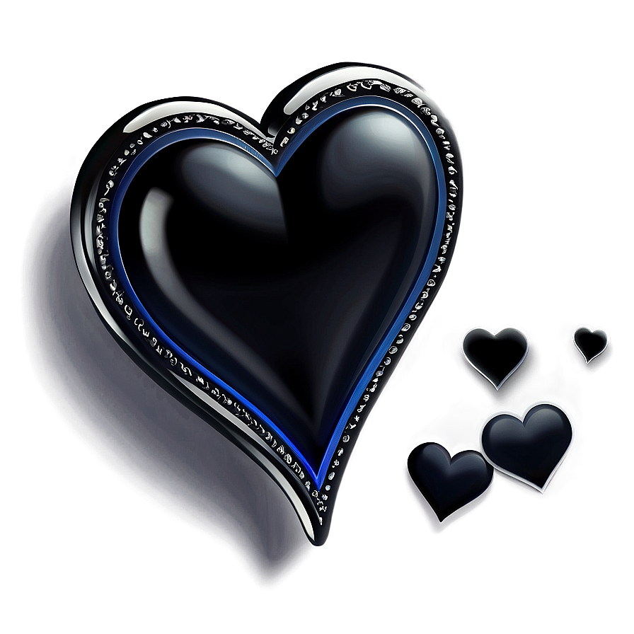 Elegant Black Heart Png 06272024 PNG image