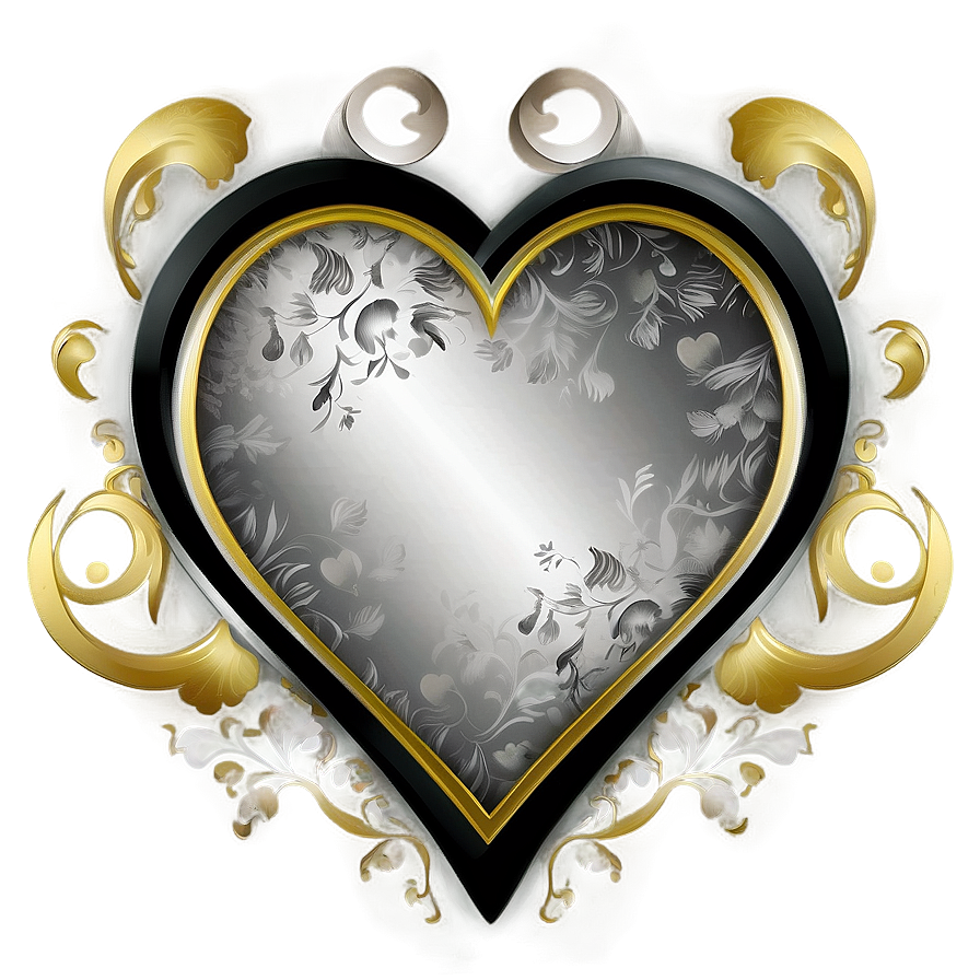 Elegant Black Heart Png 91 PNG image