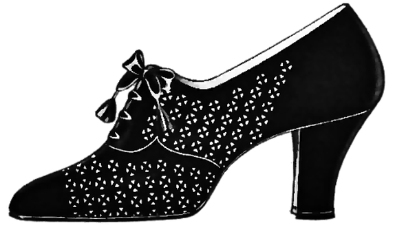 Elegant Black Lace Heeled Shoe PNG image