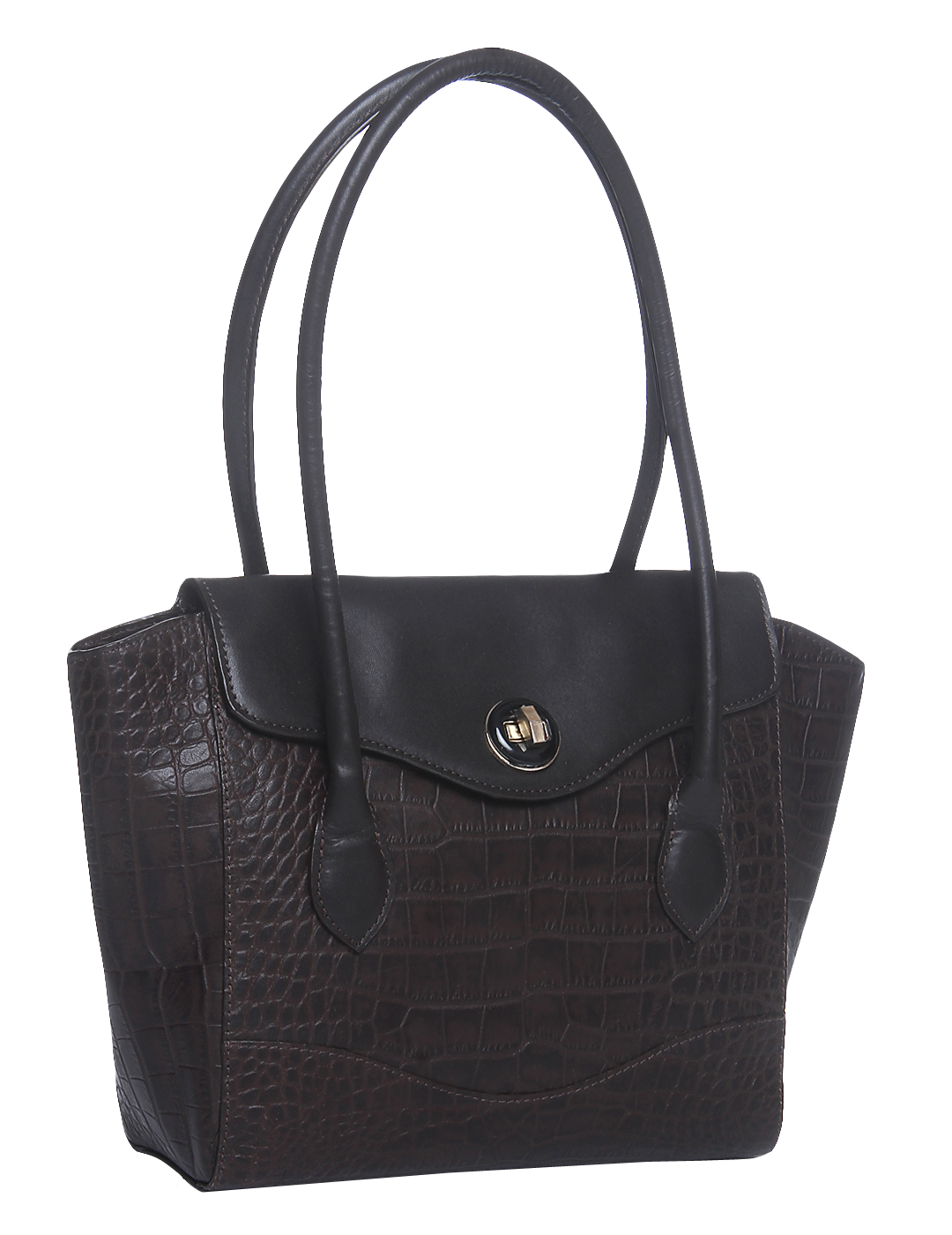 Elegant Black Leather Handbag PNG image