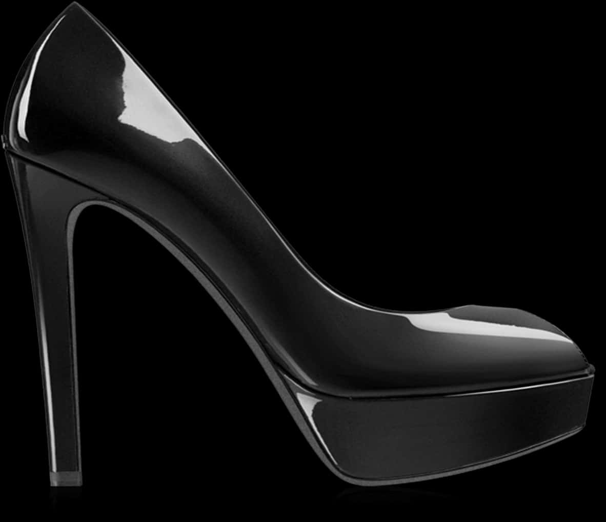 Elegant Black Stiletto Shoe PNG image