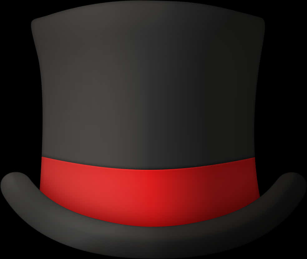 Elegant Black Top Hatwith Red Band PNG image