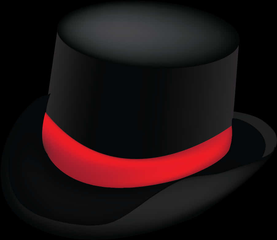 Elegant Black Top Hatwith Red Band PNG image