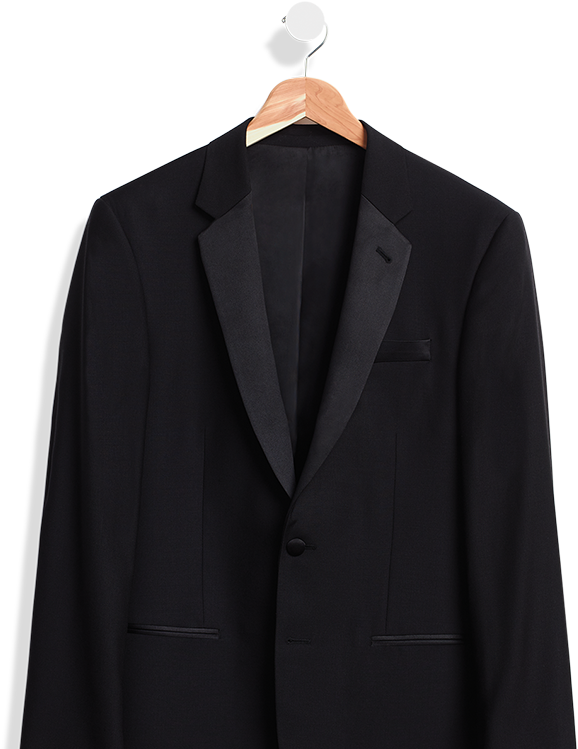 Elegant Black Tuxedoon Hanger PNG image