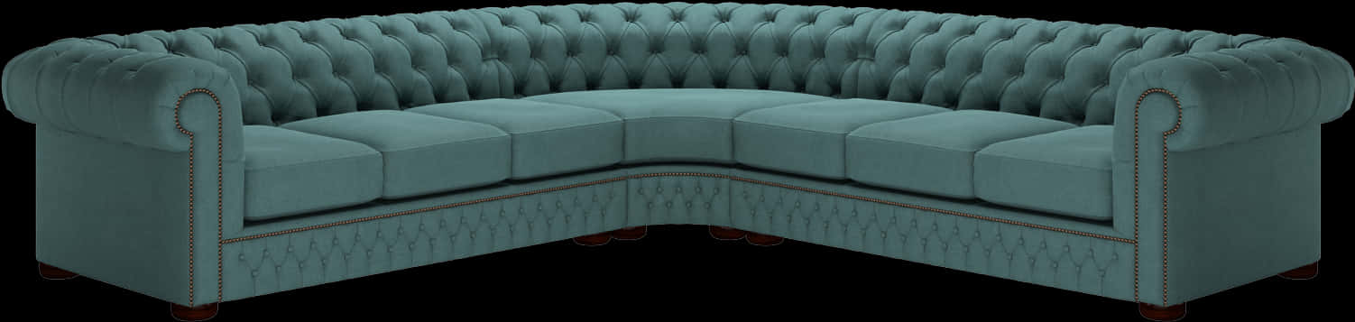 Elegant Blue Chesterfield Sofa PNG image