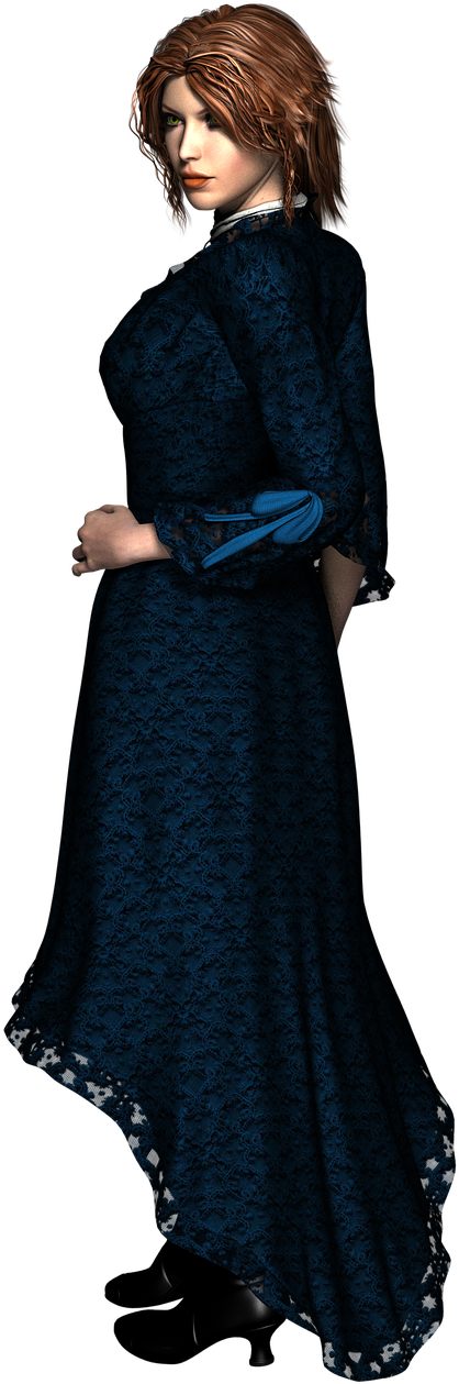 Elegant Blue Dress Character PNG image