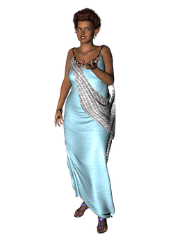 Elegant Blue Dress Fantasy Character PNG image