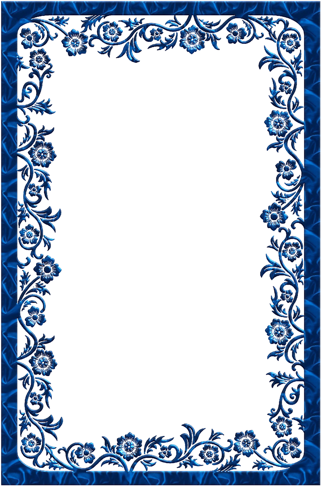 Elegant Blue Floral Frame PNG image