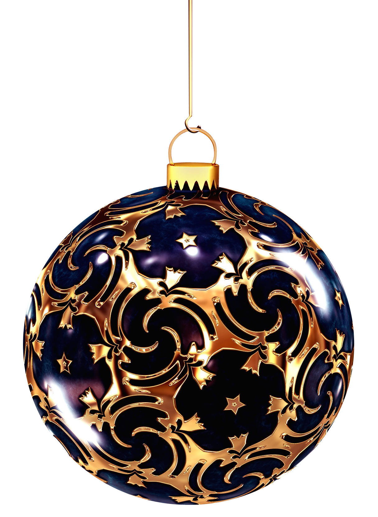 Elegant Blue Gold Christmas Ornament PNG image