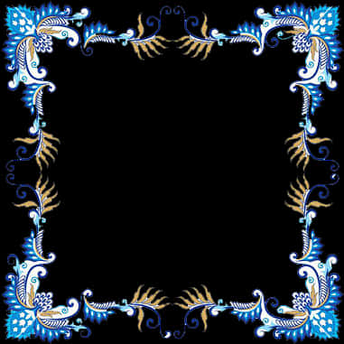 Elegant Blue Gold Floral Frame PNG image