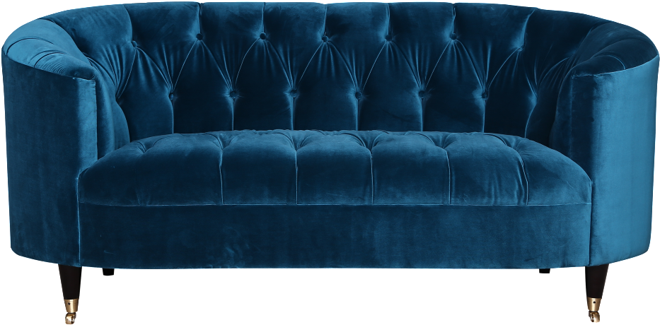 Elegant Blue Velvet Sofa PNG image