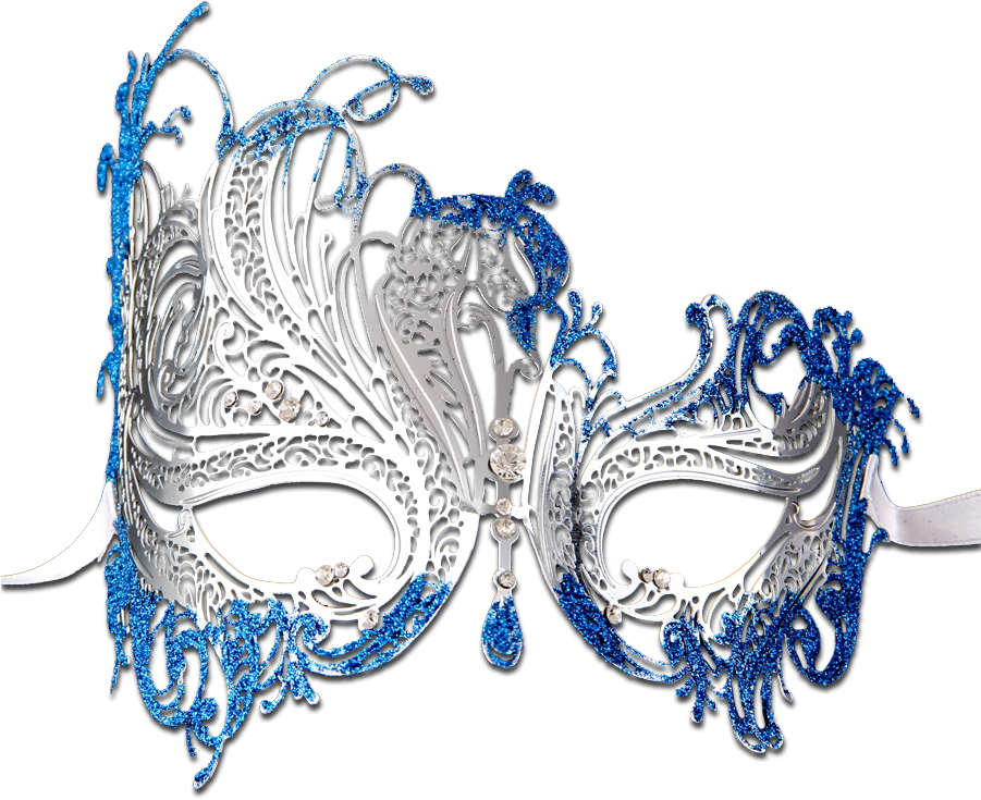 Elegant Blueand Silver Venetian Mask.png PNG image