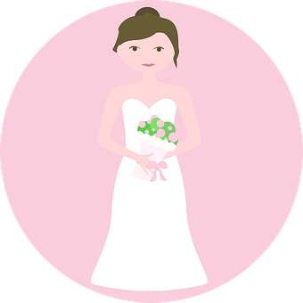 Elegant Bride Cartoon Vector PNG image
