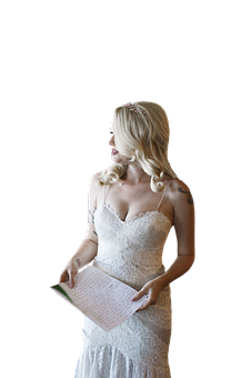 Elegant Bride Reading Vows PNG image