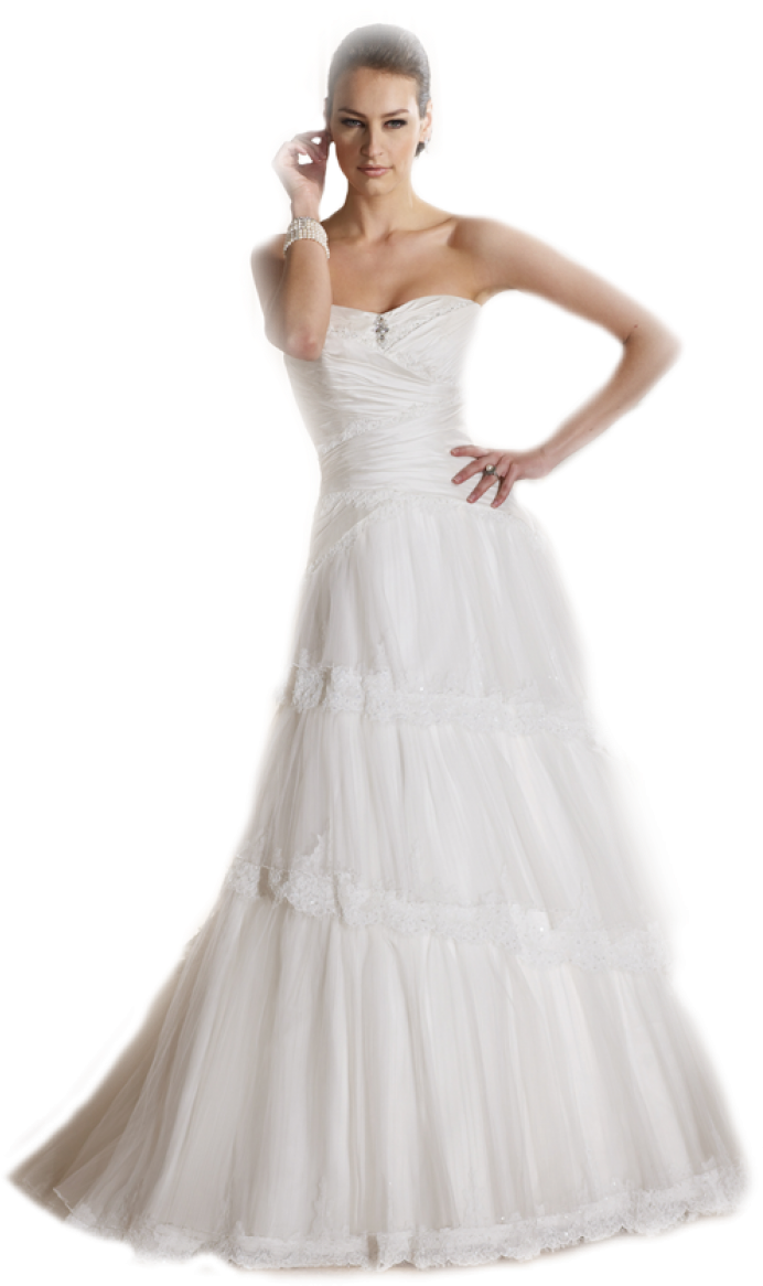 Elegant Bridein White Gown PNG image