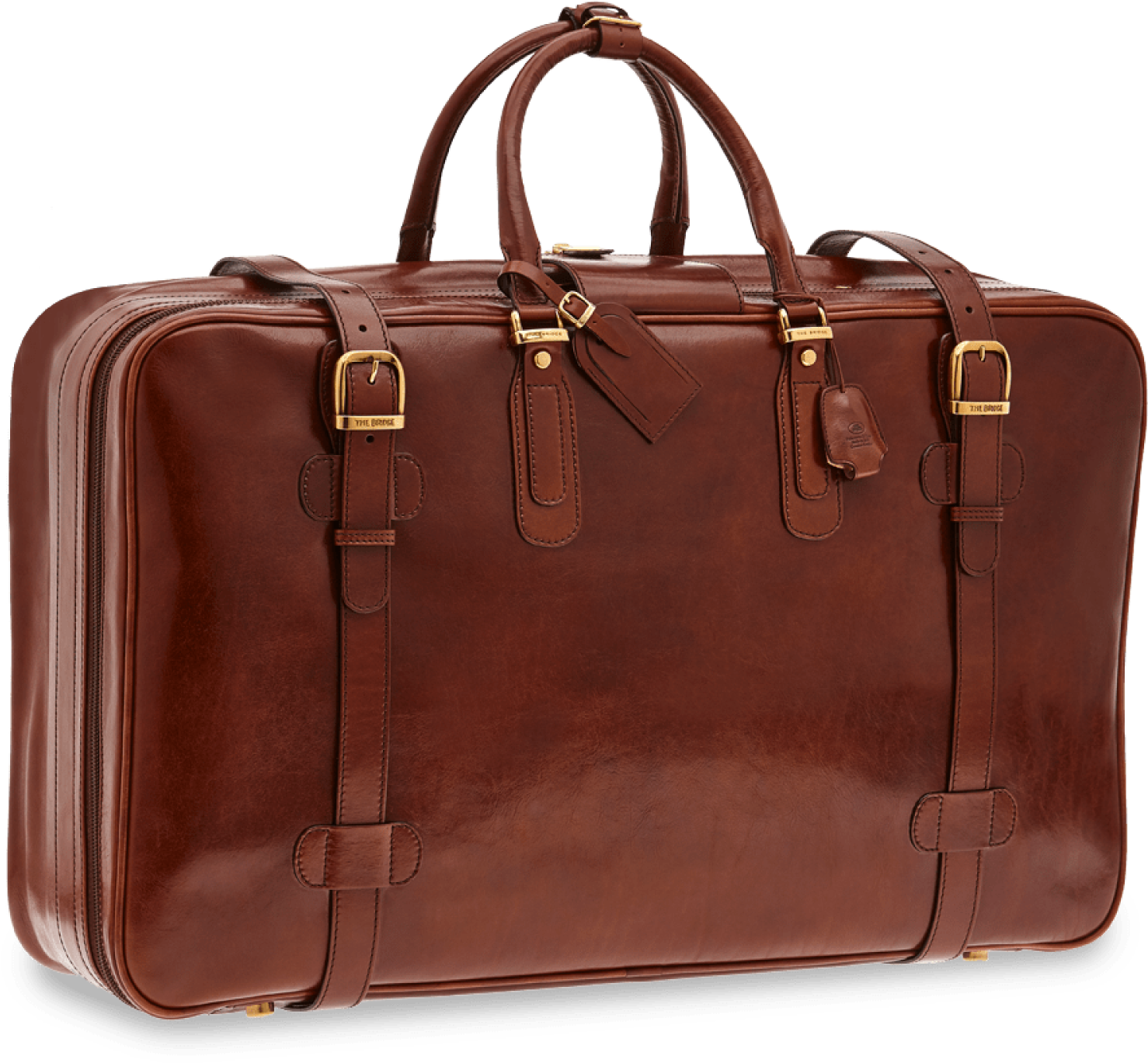 Elegant Brown Leather Briefcase PNG image