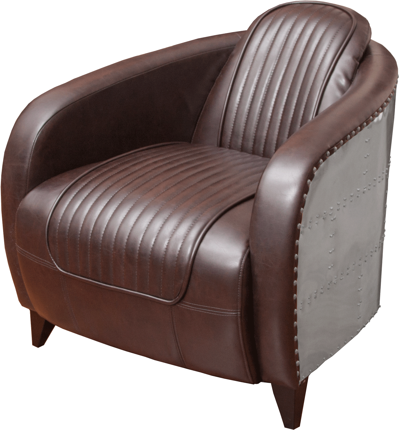 Elegant Brown Leather Club Chair PNG image