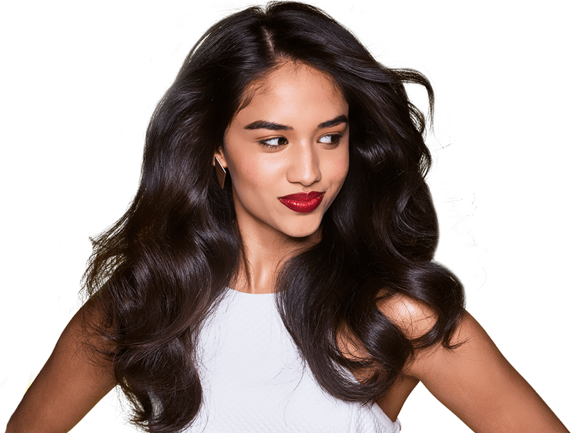 Elegant Brunette Wavy Hair PNG image