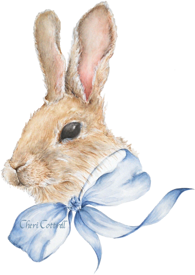 Elegant Bunnywith Blue Bow PNG image