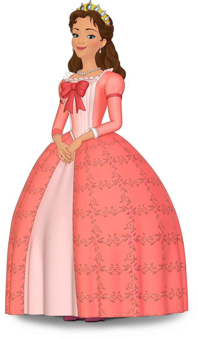 Elegant Cartoon Princessin Pink Gown PNG image