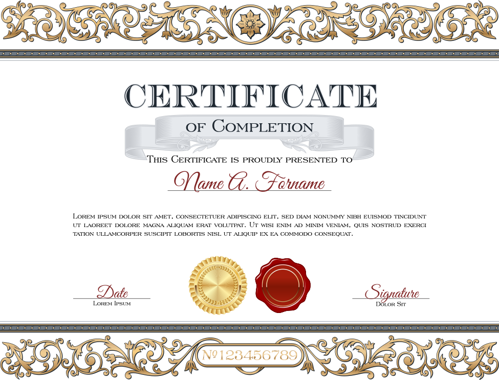 Elegant Certificateof Completion Template PNG image