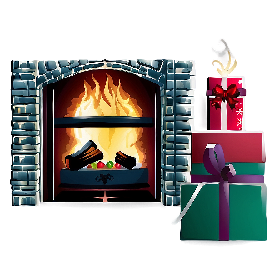 Elegant Christmas Fireplace Setting Png Xkk93 PNG image