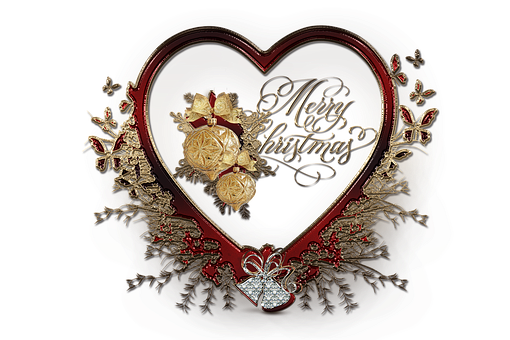 Elegant Christmas Heart Greeting PNG image