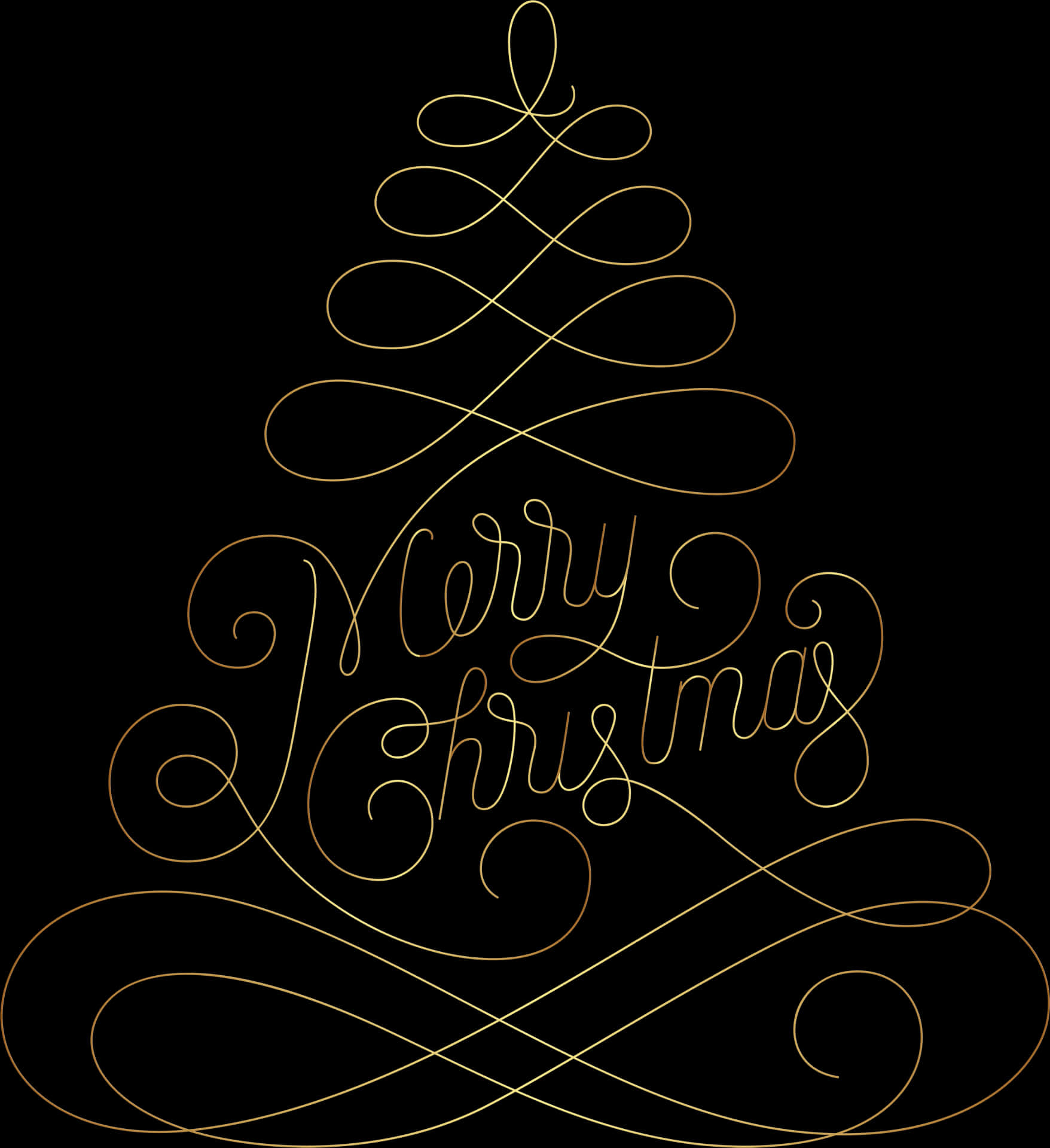 Elegant Christmas Tree Calligraphy PNG image