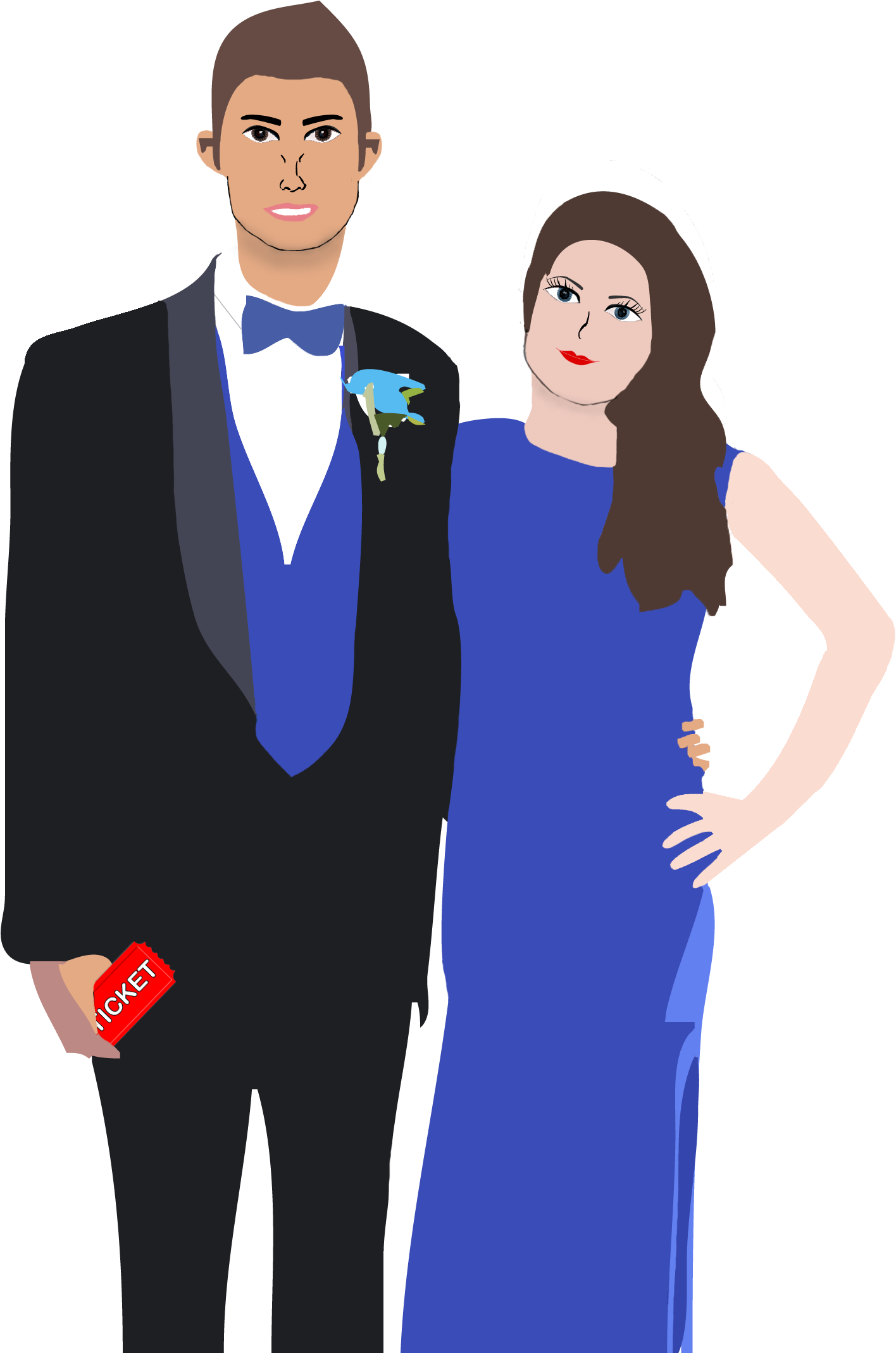 Elegant Couple Formal Attire PNG image